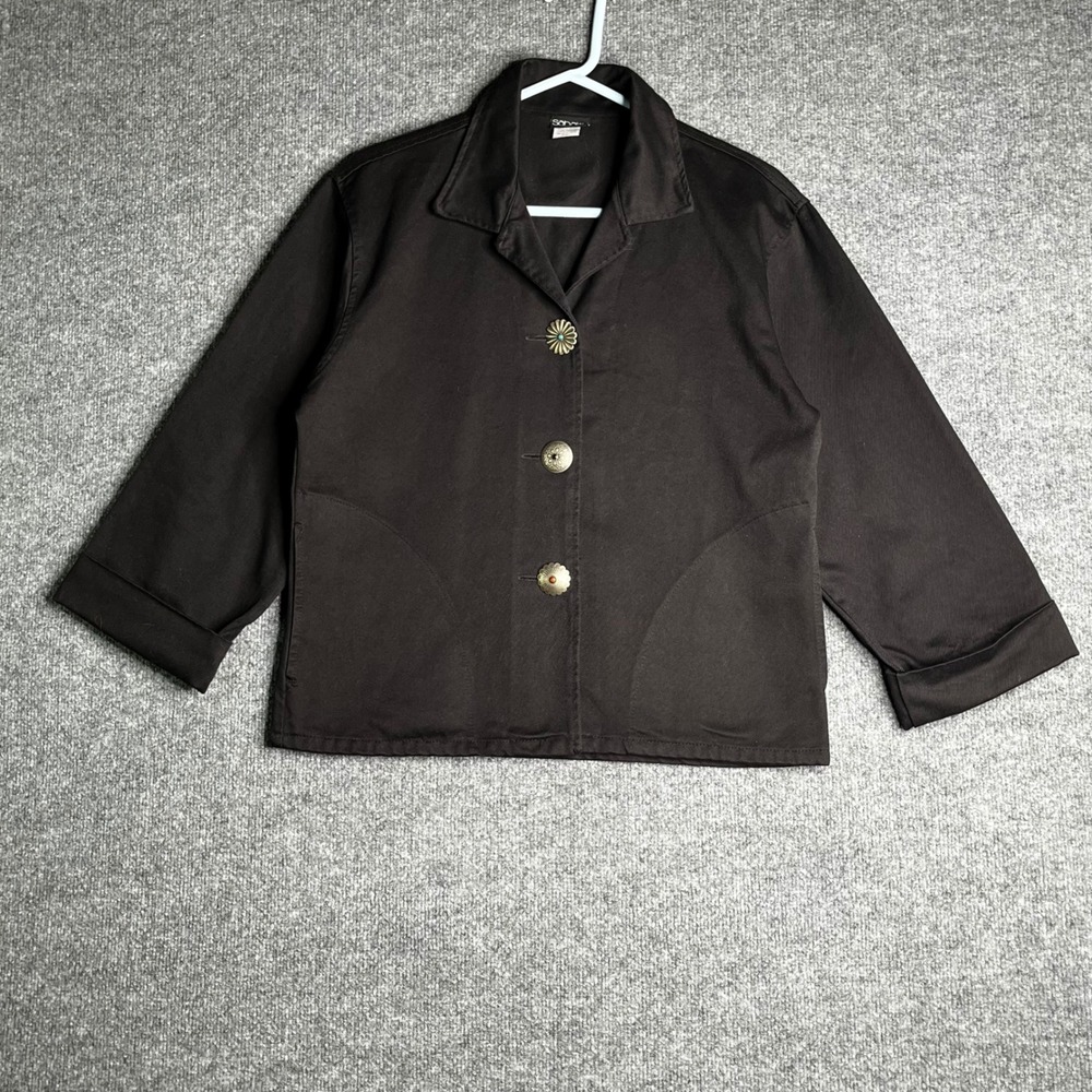 Sabaku Artwear Womens Black Cotton Twill Concho Button Western Jacket Small USA‎